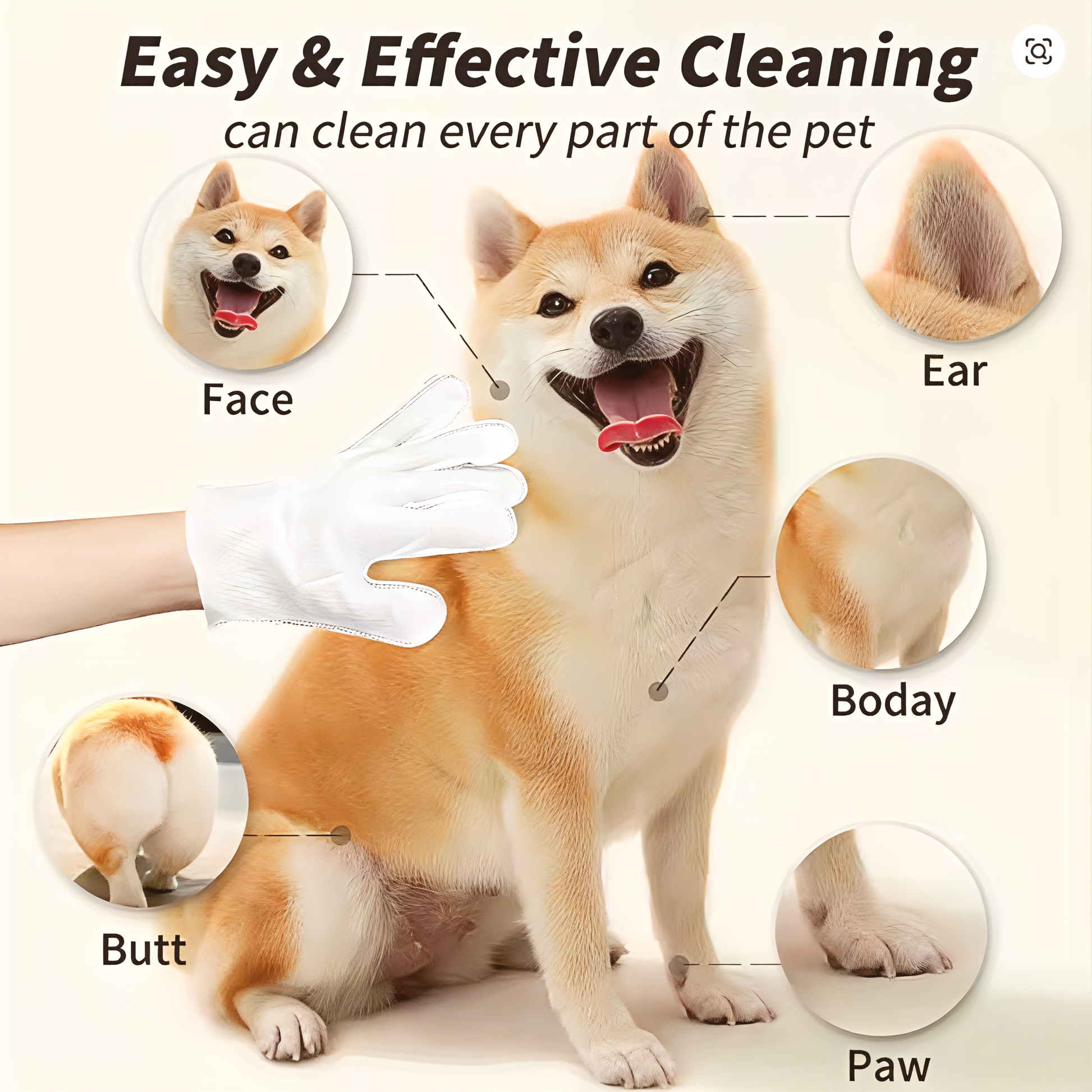QuickClean™ Pet Wipe Gloves (6-Pack)