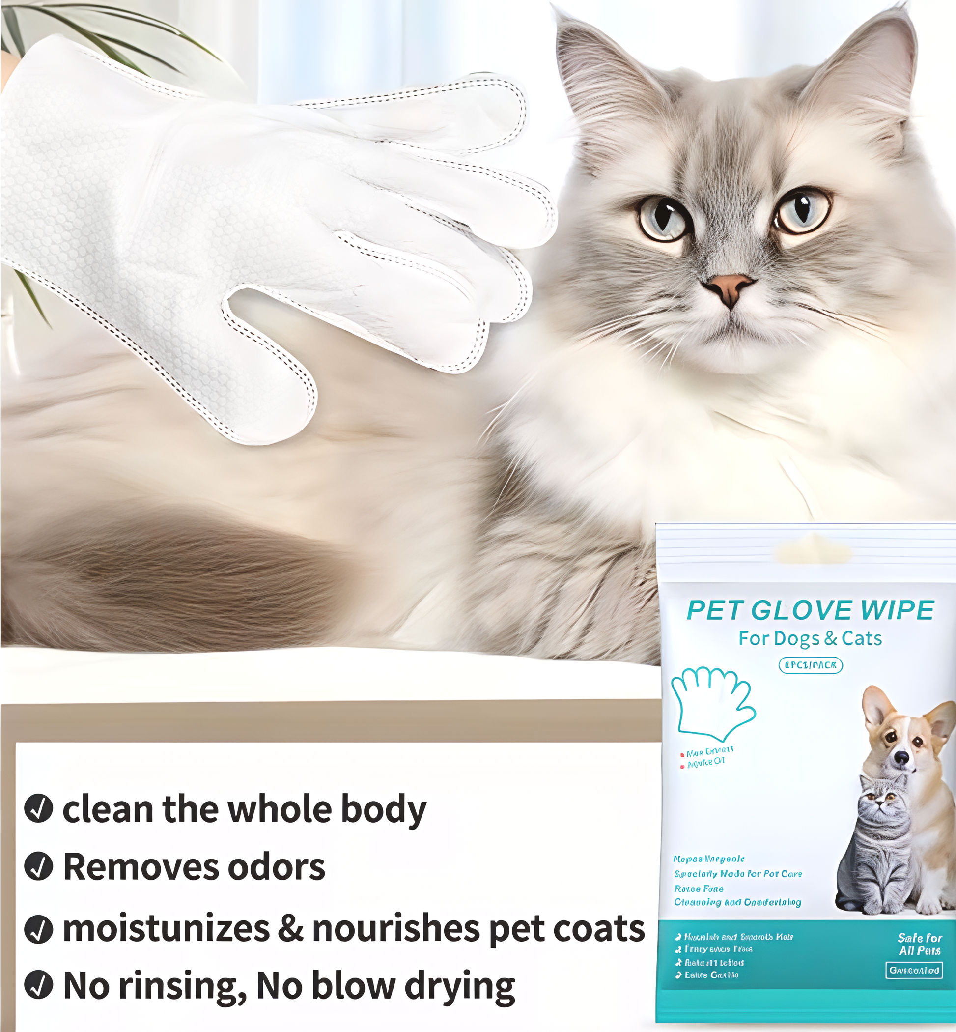 QuickClean™ Pet Wipe Gloves (6-Pack)